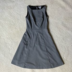 Gray dress with boat neck collar
